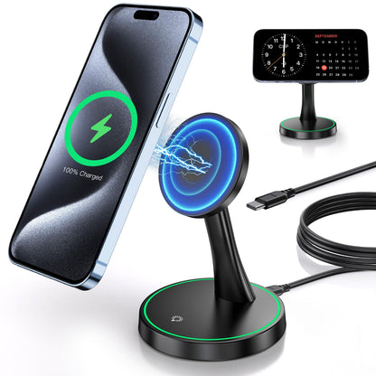 Magnetic Wireless Charger Stand 15W Fast Mag (Magnetic Single Pack Black)
