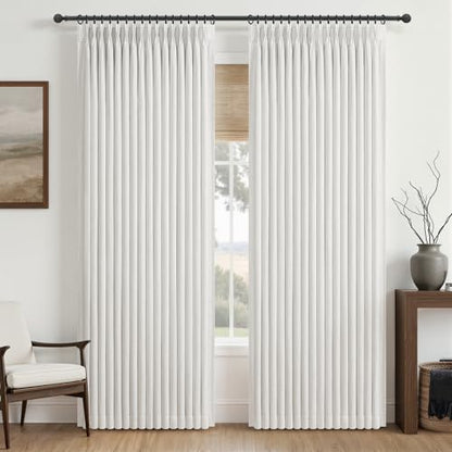 Beige White Blackout Curtains 84 Inch Long Pinch Pleated 2 Panels for Living (Beigewhite / 50"W x 84"L (Pack of 2))