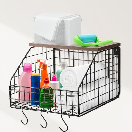 Laundry Room Shelves Wall Mounted with Storage Basket
