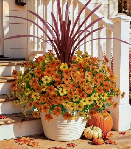 Artificial Flowers Daisy with Eucalyptus Leaves for Outdoor Indoor Garden Home Decoration 12 Bundles