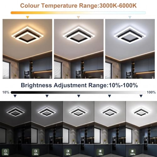 Square Modern LED Ceiling Light (White&Black / 10.62 Inches)