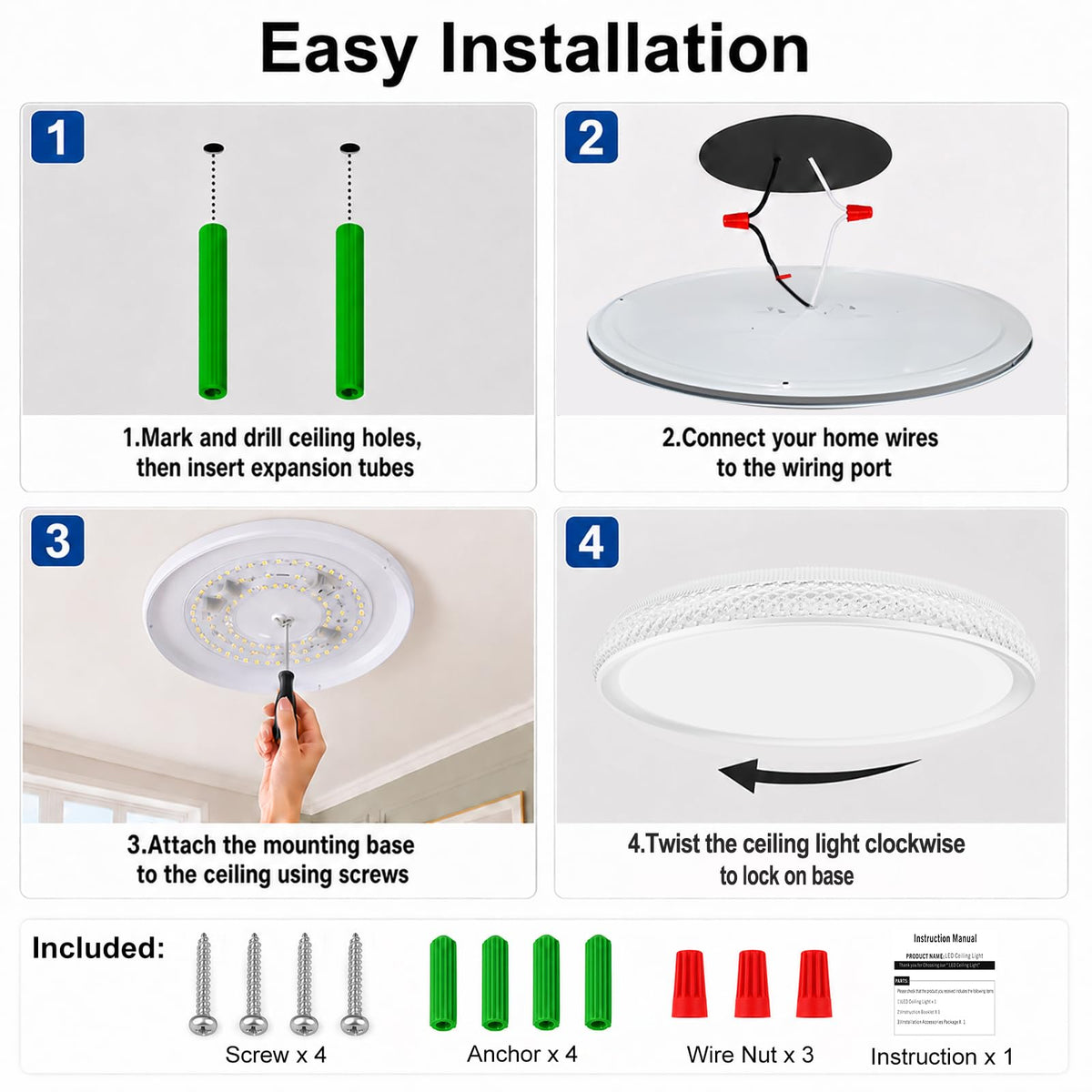 15 Inch LED Flush Mount Ceiling Light (White / 15 Inch)