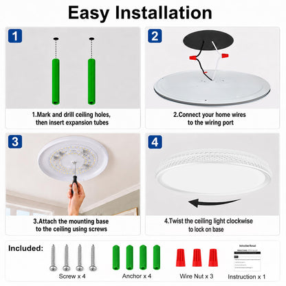 15 Inch LED Flush Mount Ceiling Light (White / 15 Inch)