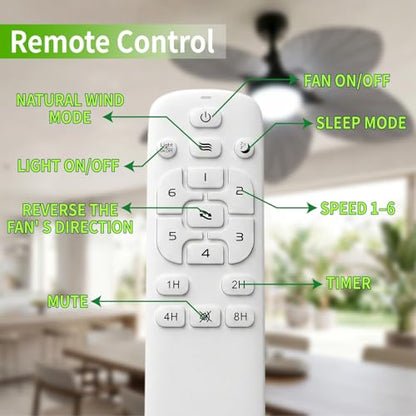 52 Inch Ceiling Fan with Light and Remote for Indoor