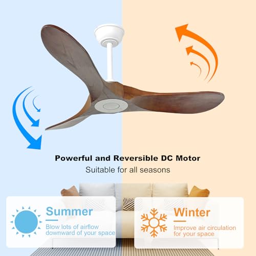 42'' Outdoor Ceiling Fan no Light (42 inch / White+Dark walnut)