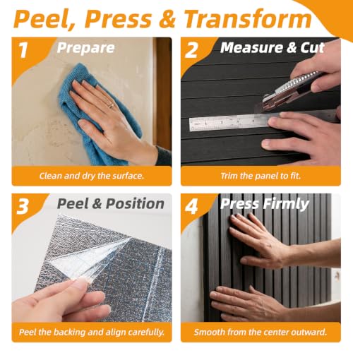 6 Pack Peel and Stick PVC Wood Slat Wall Panel