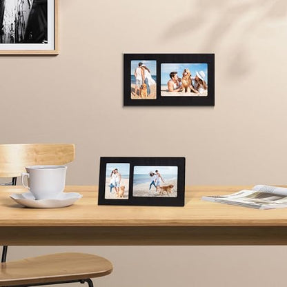 4x6 and 5x7 Collage Picture Frame (Rustic Black / 7.5x13in (1Pack))