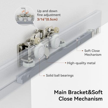 Concealed Sliding Barn Door Hardware with Soft Close Mechanism
