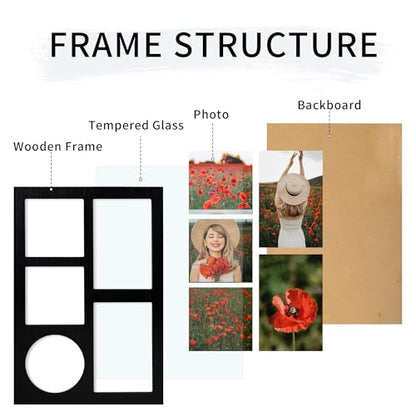 4x6 and 4x4 Collage Picture Frame (Rustic Black / 9.2x13.4in (1Pack))