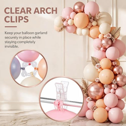6 Pack Large Balloon Arch Clips with 50 Pcs Balloon Clips for Backdrop