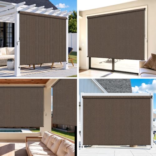 Outdoor Roller Shades for Patio (Mocha / 60"W x 96"H)