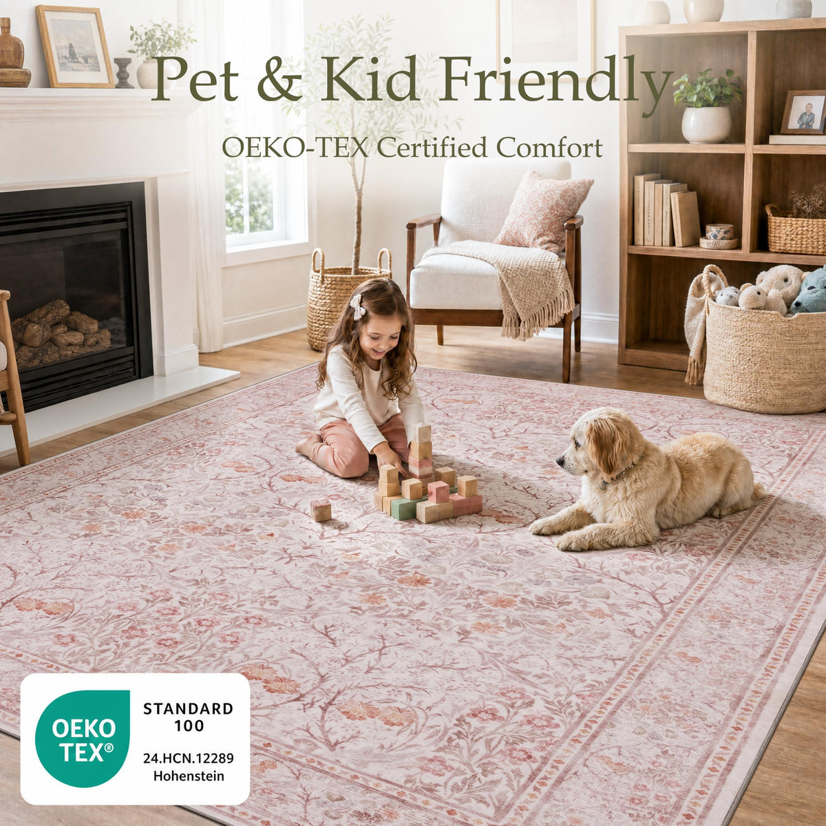 6x9 Area Rugs for Living Room (Blush Pink / 6' x 9' (Rectangular))