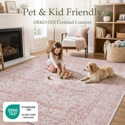 6x9 Area Rugs for Living Room (Blush Pink / 6' x 9' (Rectangular))