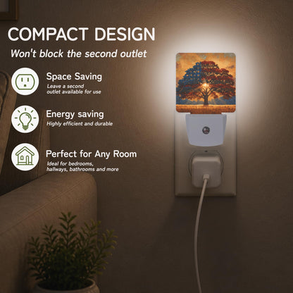 Night Light American Life Tree Night Lights Plug into Wall for Bedroom Bathroom Hallway Kitchen (American Life Tree)