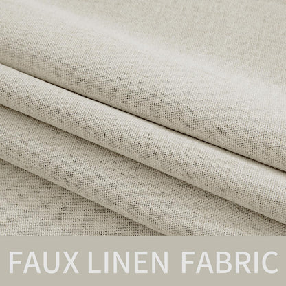 100% Blackout Linen Curtains for Bedroom 52x96 Inches Light Cream (Light Cream / 52"W x 96"L (Pack of 2))
