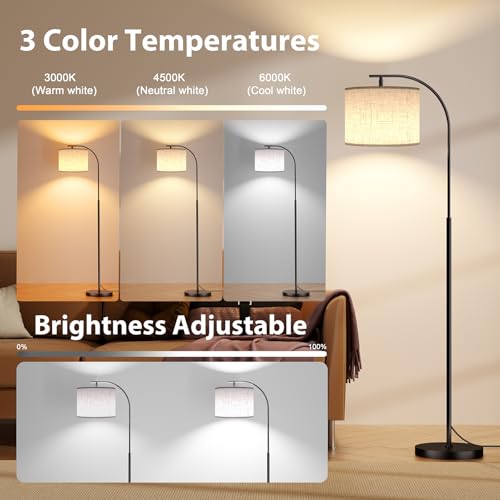 Floor Lamp with Linen Shade (Beige)