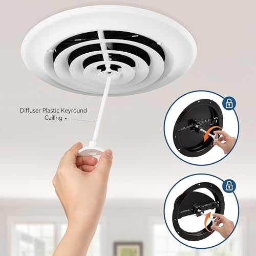 Ceiling Round Vent Cover HVAC Round Air Diffuser&Butterfly Damper