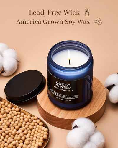 Ode to Winter Scented Candle for Home Natural Soy Wax Non Toxic Cotton Wick Winter Scent (Small Jar / Ode To Winter)
