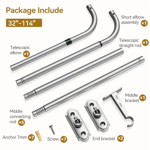 Silver Curtain Rod 32 (Silver / 32 to 114")