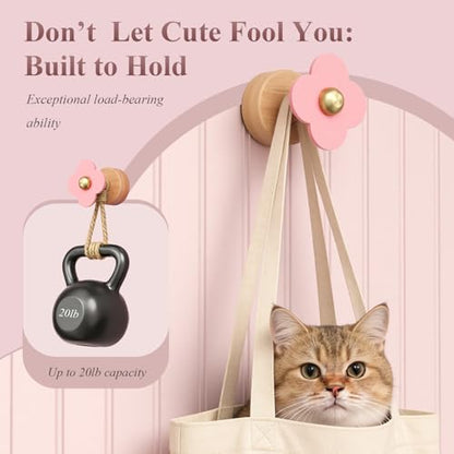 Upgreded Heavy Duty Coat Rack Wall Mount for Entryway (Pink / 2 Hooks)