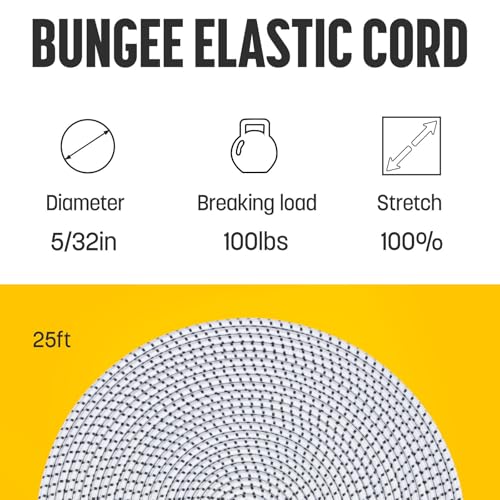 Bungee Cord 5 (White/Black / 5/32" x 25FT)