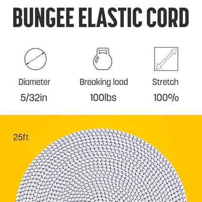 Bungee Cord 5 (White/Black / 5/32" x 25FT)