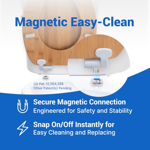 Bamboo Toilet Seat with HushMotion Soft Close and Magnetic Quick