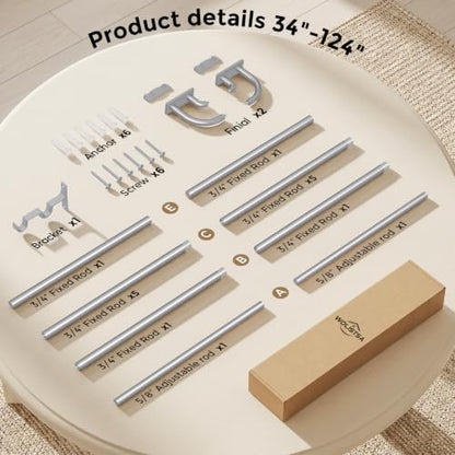 Double Curtain Rod 34 (Silver / 34"-112")