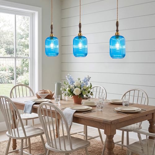 Modern Glass Pendant Light Ribbed 1