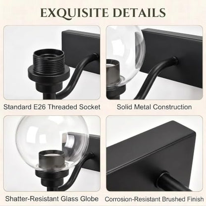 Bathroom Light Fixtures (Black / 3-Light)