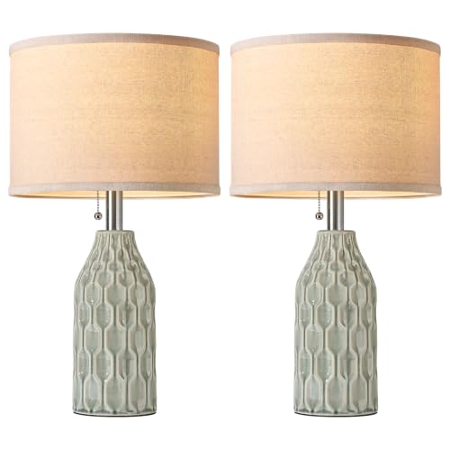Modern Ceramic Table Lamps Set of 2 for Living Room Bedroom
