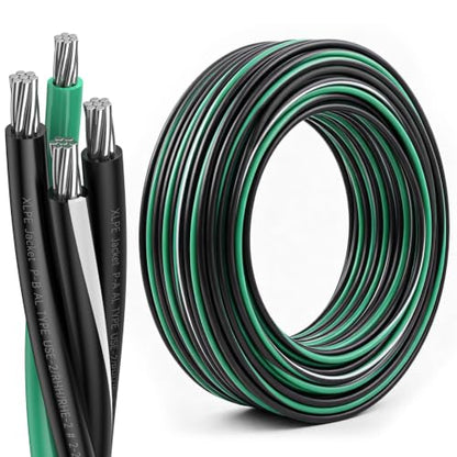 2-2-2-4 Aluminum Service Entrance Feeder Cable,600V100A Direct Burial 4 Conductor Electrical Wire for Mobile Homes, Residential Service Entrance, Underground Power Distribution & Home Wiring