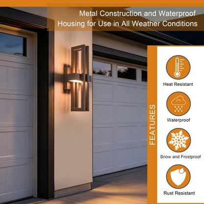 15" Modern Outdoor Wall Lights 2 (2Pack Small 15"H Textured Bronze)