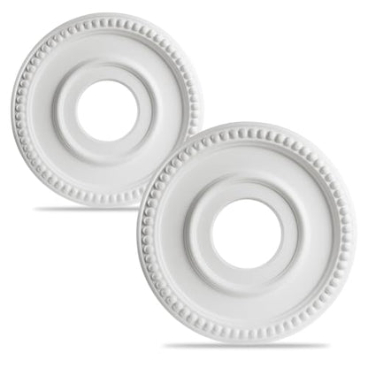 12-1/2" OD x 3-15/16" ID x 1-3/8"P Beaded Round Ceiling Medallion,Primed PU Foam Ceiling Trim for Chandeliers, Ceiling Fans and Pendant Lights,1pcs