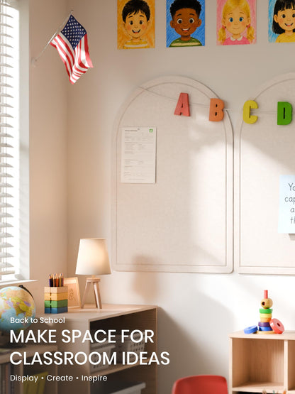 Large Arched Felt Bulletin Board 35.4''×23.6'' (Oatmeal)
