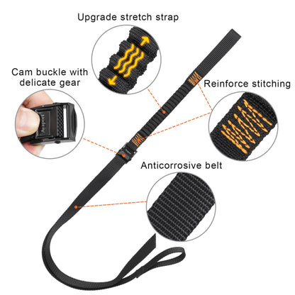 Motorcycle Luggage Straps Stretch Adjustable Straps with Clips for Securing (Black / 0.75"x52"-4pcs)