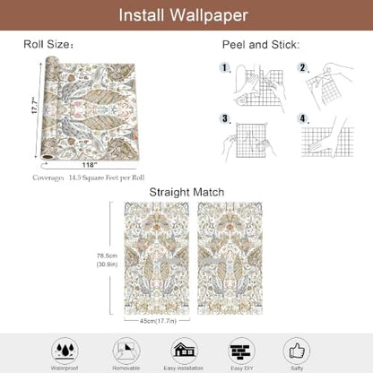 Victorian Botanical Peel and Stick Wallpaper