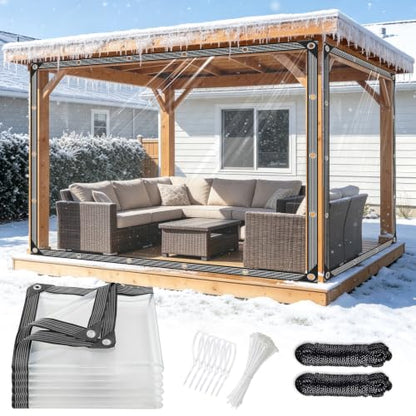 Clear Tarp 8x10ft Heavy Duty Waterproof Clear Tarps 14Mil Thickened PVC (Clear Tarp / 8x10ft)