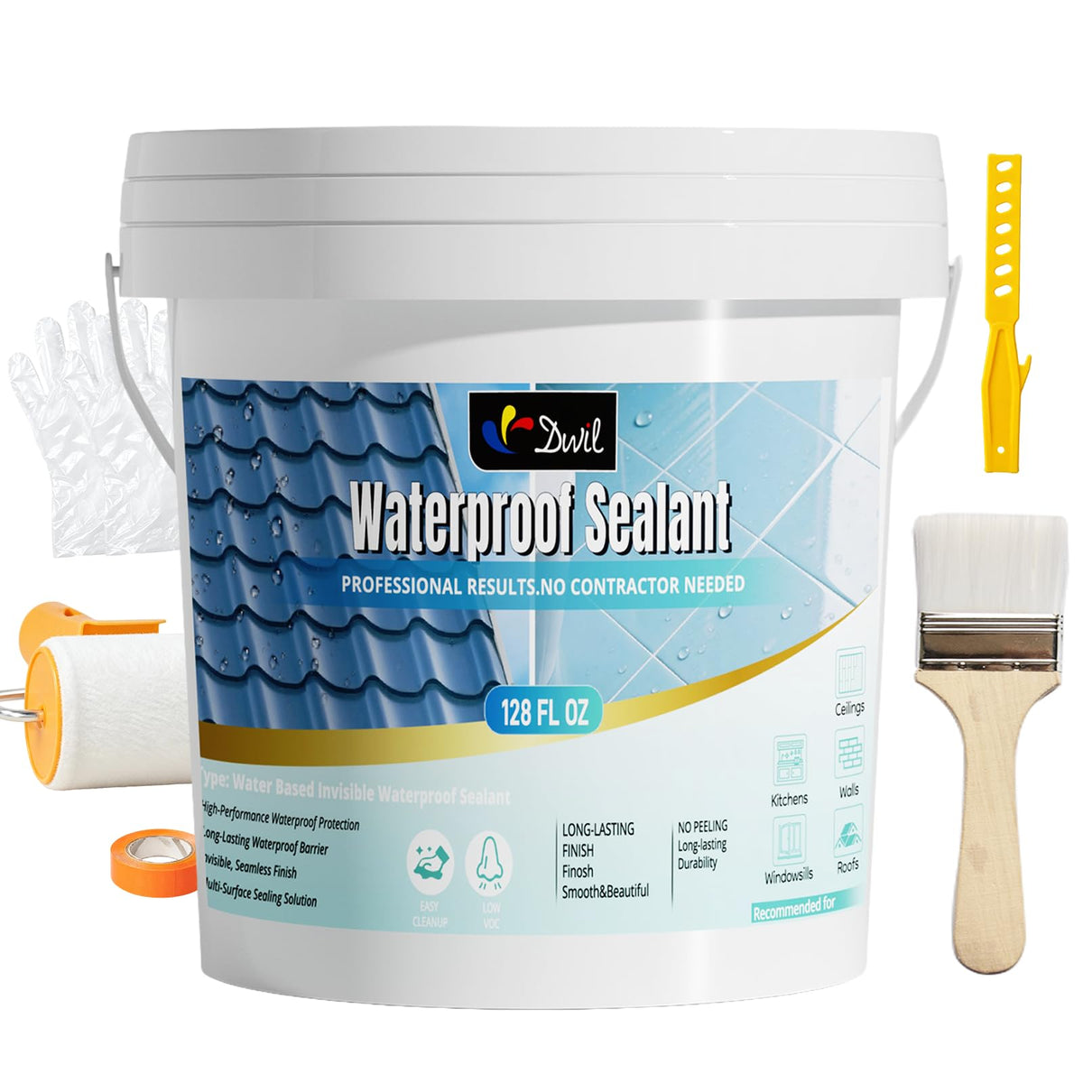 Transparent Waterproof Sealant Clear Leak Repair Coating (128 FL OZ)