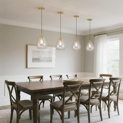 8'' Glass Pendant Lights Kitchen Island 2 Pack (Gold-A-2pack)