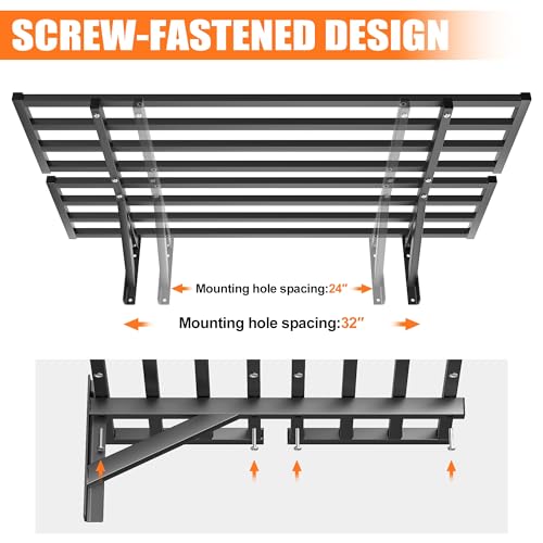 2-Pack Heavy-Duty Garage Wall Shelves, Floating Wall-Mounted Storage Shelves with Screw-Secured, Holds 400 lbs/Shelf for Garage