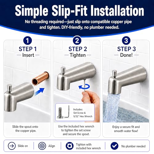 6 Inch Slip on Tub Spout with Diverter