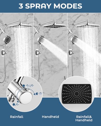 Shower Head with Handheld (B-Chrome / Rectangular 12")