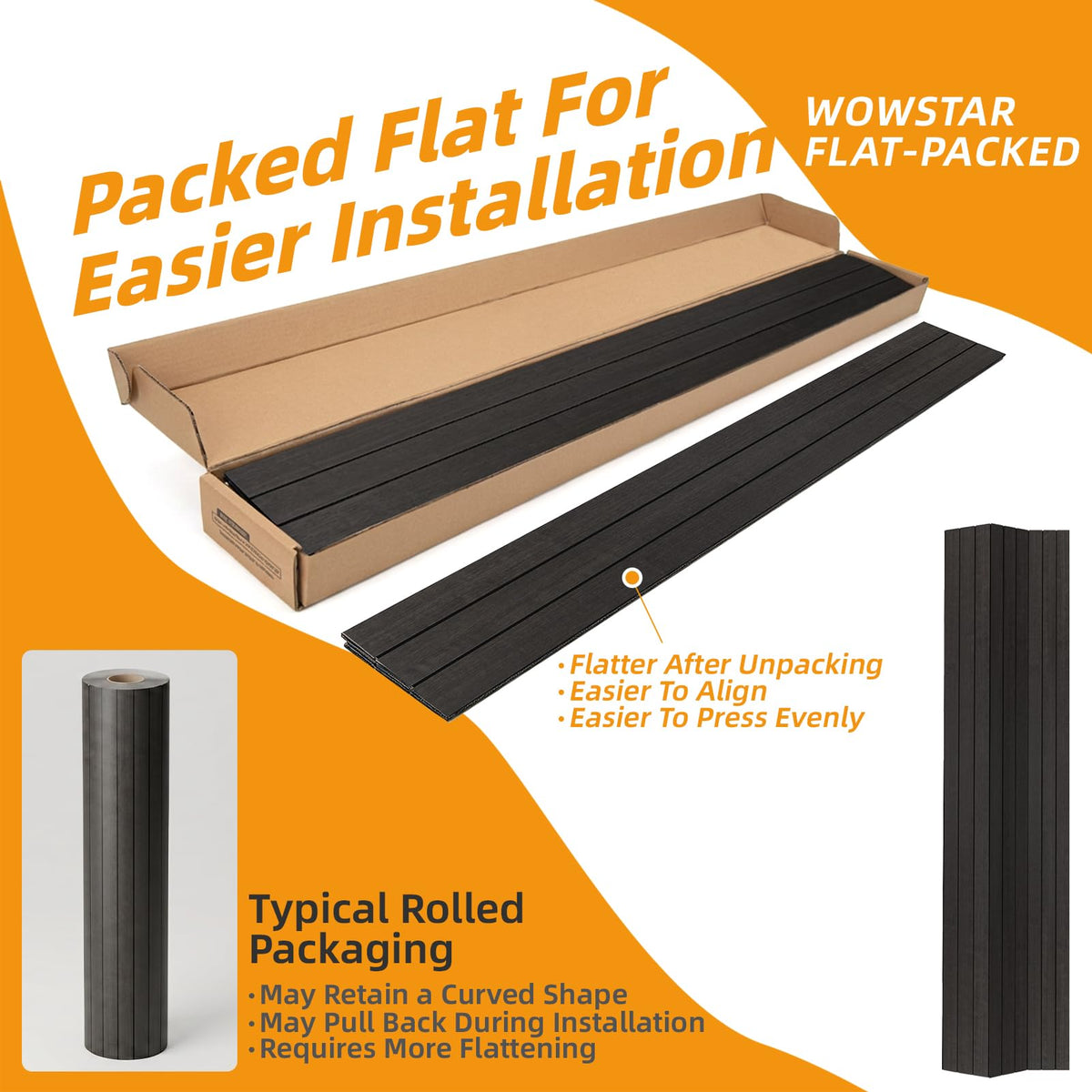6 Pack Peel and Stick PVC Wood Slat Wall Panel (Black Wood)