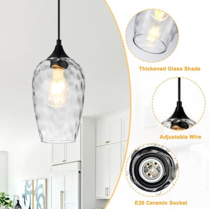 Modern Hammered Glass Pendant Lighting for Kitchen Island