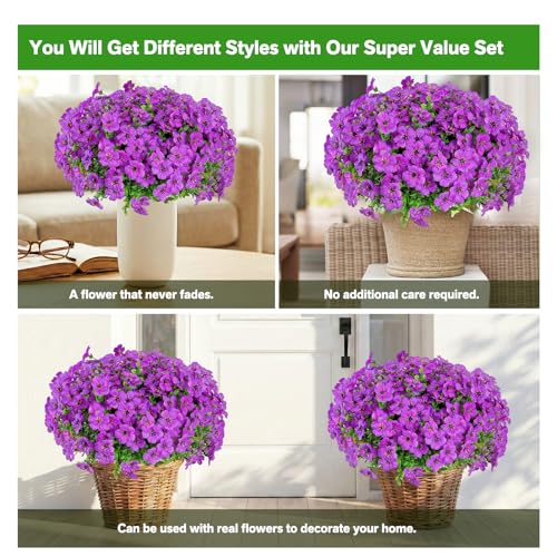 13 Bundles Artificial Flowers for Outdoors Spring Decoration (Purple / Artificial Flowers(13 Pcs))
