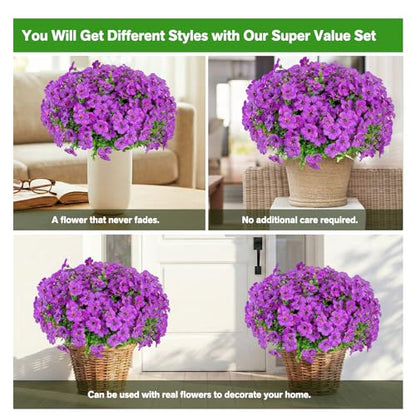 13 Bundles Artificial Flowers for Outdoors Spring Decoration (Purple / Artificial Flowers(13 Pcs))
