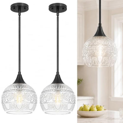 Vintage Pendant Lights Kitchen Island With Glass Shade Set of 2