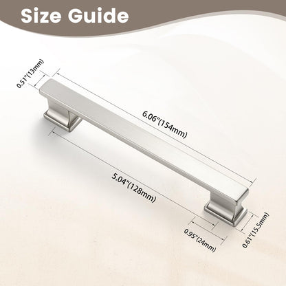 5 Inch Brushed Nickel Cabinet Pulls Kitchen Cabinet Handles (5 Inch (128mm) Hole Center / Bruhed Nickel)