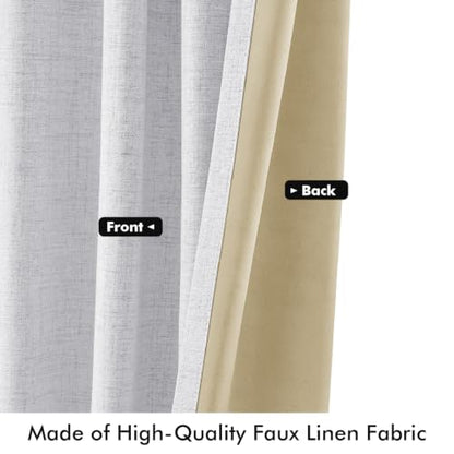100% Blackout Linen Curtains 42 x 63 Inch Grayish White 2 Panels (Grayish White / 42"W x 63"L (Pack of 2))